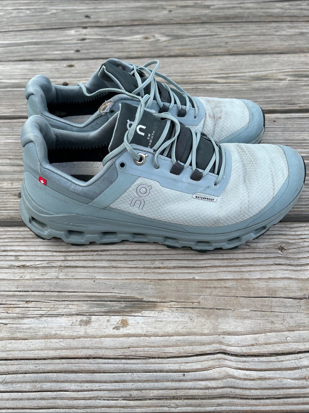 On Running Men’s Cloudventure Waterproof Trail Shoes — Light Blue Gray